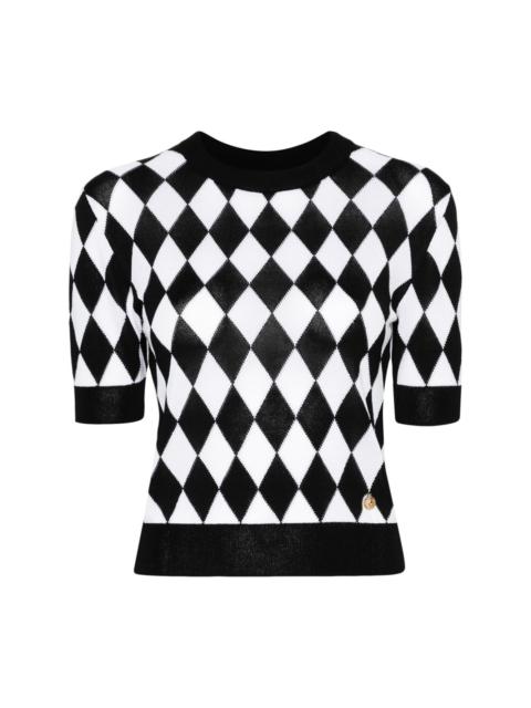 diamond-pattern knitted T-shirt