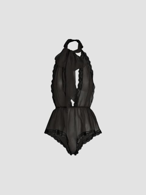 Dolce & Gabbana Women's Stretch-Silk Lace-Trim Romper - Black