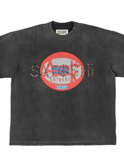 SATOSHI NAKAMOTO Ask Satoshi Studded Logo Short Sleeve T-Shirt "Black Multi" SAT071