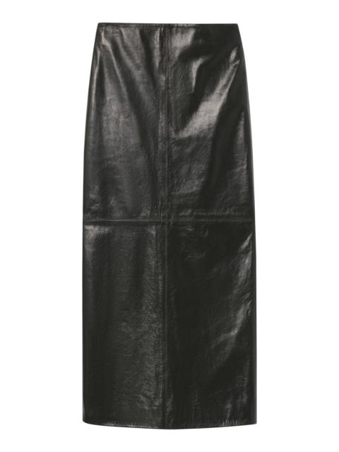 A.L.C. Marta Glossy Leather Midi Skirt