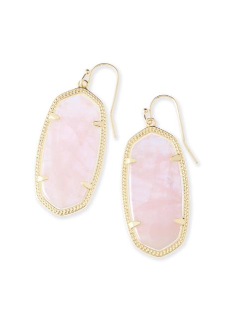 KENDRA SCOTT Elle Gold Drop Earrings in Rose Quartz