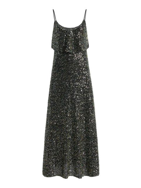 rabanne Sequined Maxi Dress black