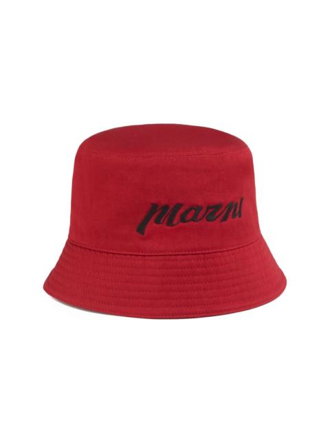 Marni logo-embroidered cotton bucket hat