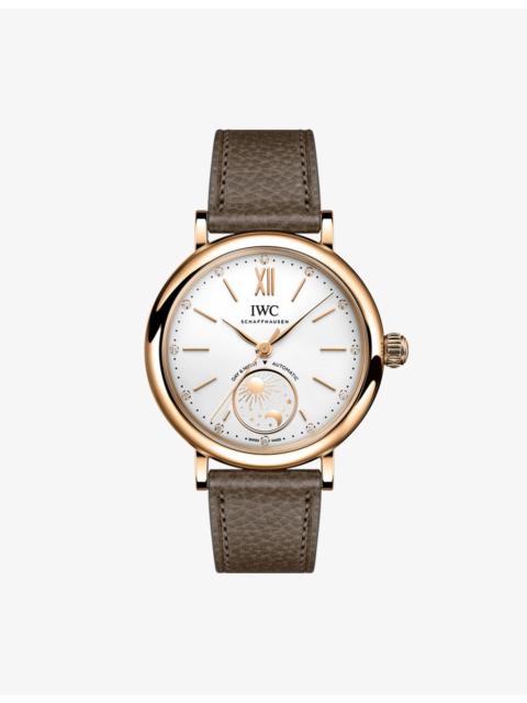 IWC Schaffhausen Portofino Day & Night 34mm Silver-Plated 18ct 5N Gold and Leather Automatic Watch