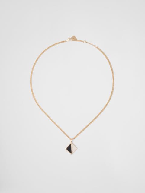 Prada Eternal Gold pendant necklace in yellow gold with diamonds and onyx