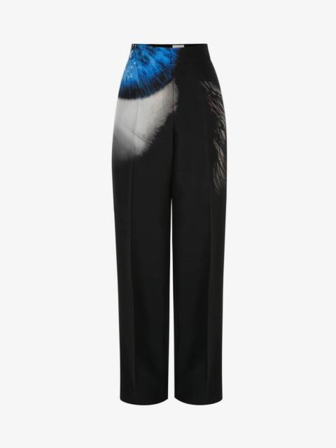 Alexander McQueen Women's Iris Wide Leg Trousers in Black/blue