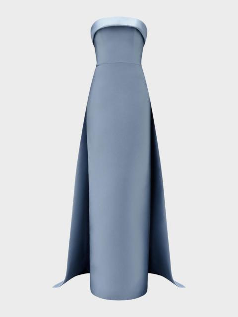 AMSALE Strapless Column Gown with Detachable Cape