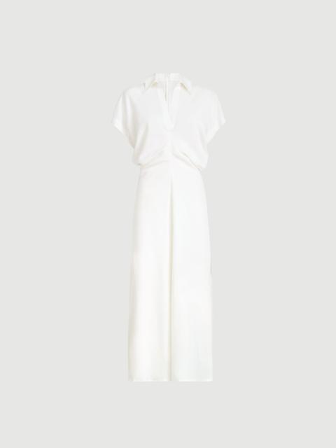 Brunello Cucinelli Viscose and linen fluid twill dress with monili
