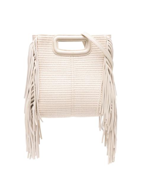 M fringed tote bag