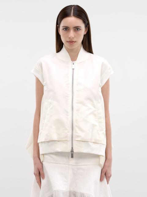 sacai White Nylon Twill Bomber Vest