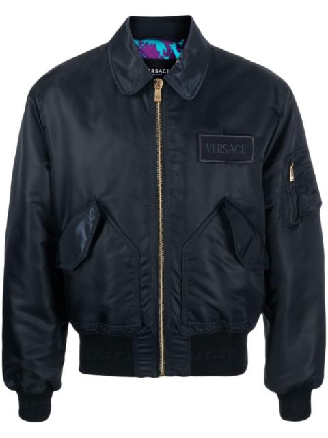 logo-patch padded bomber jacket