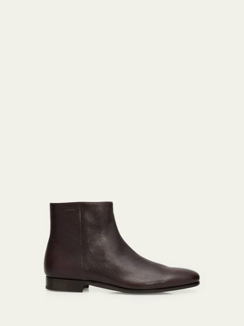 Prada Men's Leather Embossed-Logo Zipped Ankle Boots