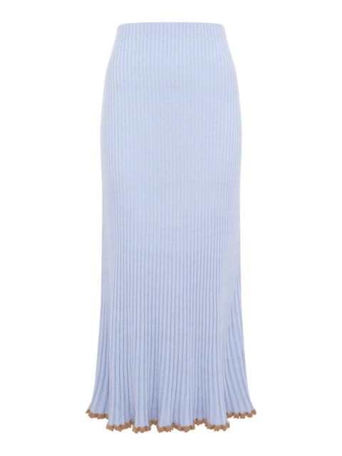 GABRIELA HEARST Kavya Knit Skirt in Halogen Blue Cashmere Silk