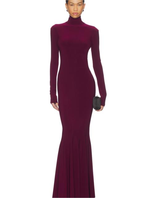 NORMA KAMALI Long Sleeve Turtle Fishtail Gown