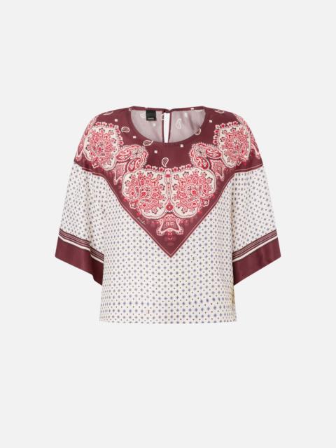 PINKO BLOUSE WITH TIE MOTIF AND PLACED PRINT
