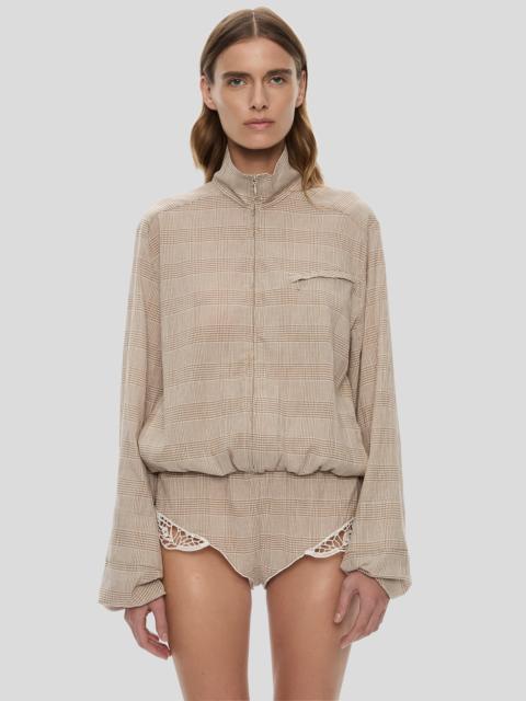 CHRISTOPHER ESBER Christopher Esber Batiste Embroidered Handkerchief One Piece - Sepia Check