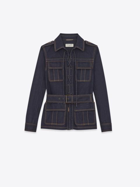 SAINT LAURENT saharienne jacket in deep blue denim