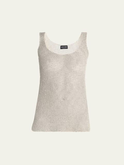 GIORGIO ARMANI Sequined Knit Sleeveless Top