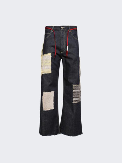 Marni Mohair Patched Jeans Blue