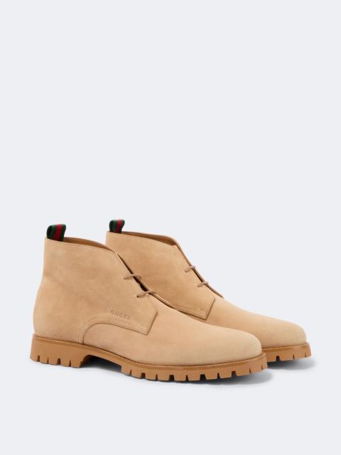 GUCCI Web Stripe suede desert boots