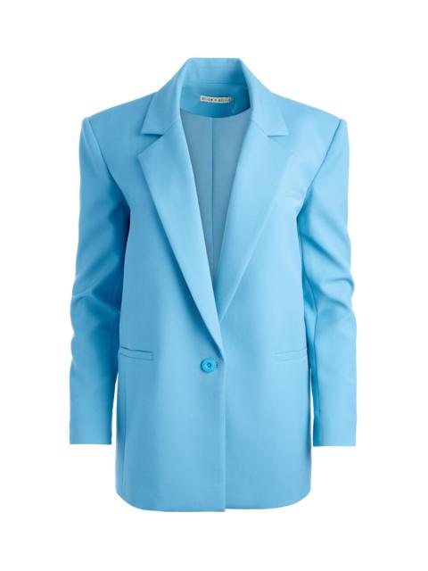 SHAN STRONG SHOULDER RUCHED SLEEVE BLAZER