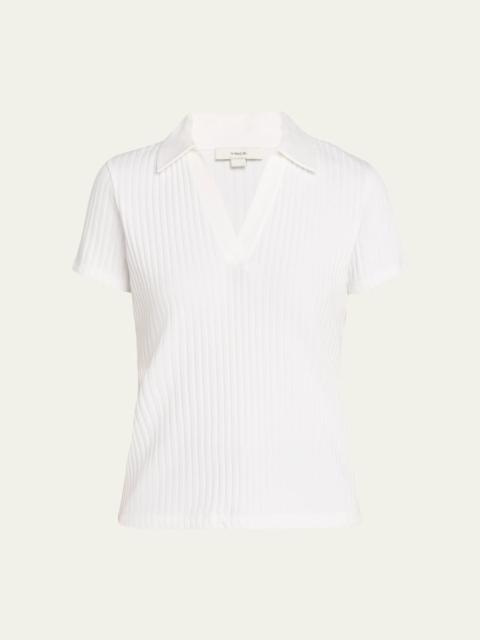 Vince Ribbed Cotton-Blend Polo Shirt