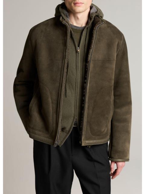 Vince Shearling Funnel-Neck Jacket