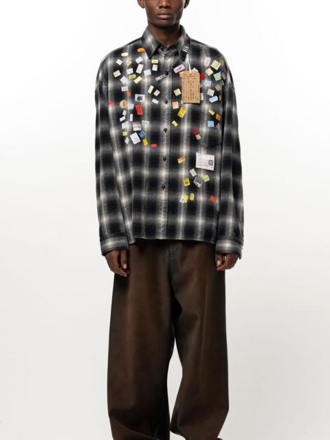 Maison MIHARAYASUHIRO Price Sticker Printed Check Shirt