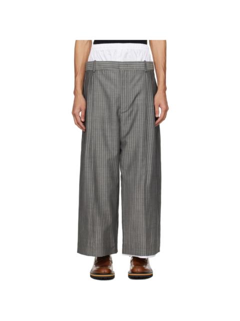 HED MAYNER Gray Layered Trousers