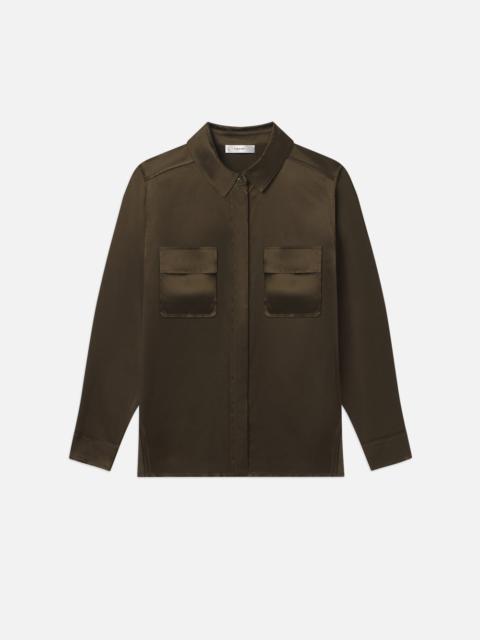 Raw Edge Double Pocket Shirt in Rich Military