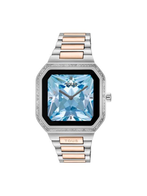 TOUS Smartwatch with steel bracelet and rose-colored steel and zirconias B-Connect