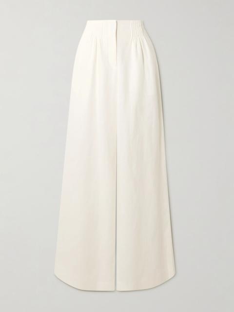 TWP Pintucked linen wide-leg pants Ivory