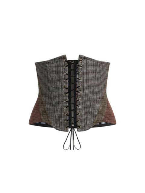 Etro wool corset belt with houndstooth motif