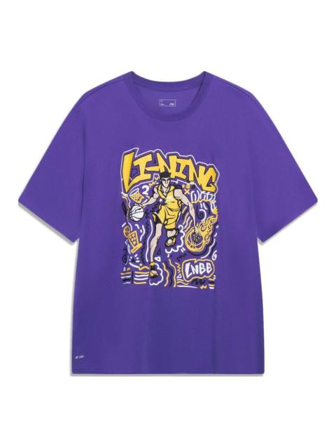 Li-Ning Hoops Comics Graphic T-shirt 'Purple' AHST569-4