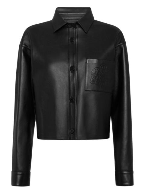 PHILIPP PLEIN leather cropped shirt