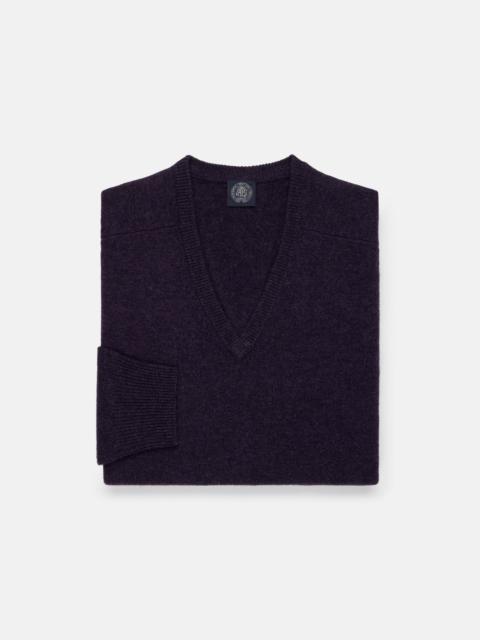 J. PRESS DARK PURPLE LAMBSWOOL V-NECK SWEATER