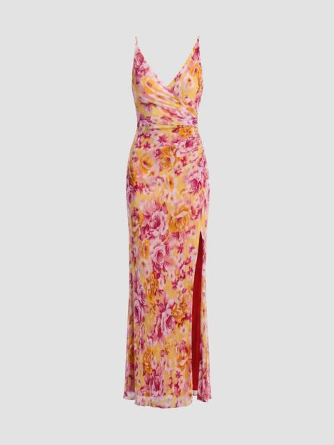 Dress The Population Women's Jordan Floral Ruched Mermaid Maxi Dress - Golden Haze Multi