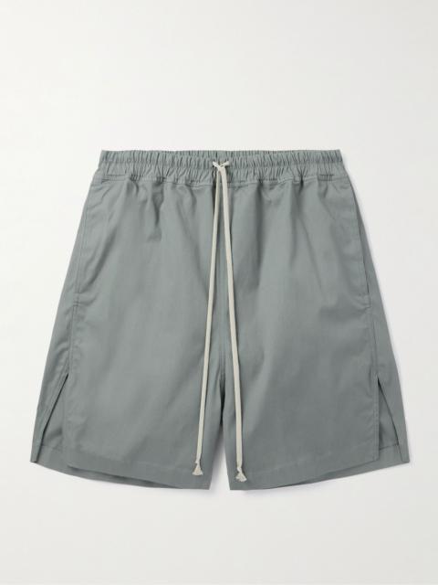 Rick Owens Straight-Leg Cotton-Blend Poplin Drawstring Shorts Gray