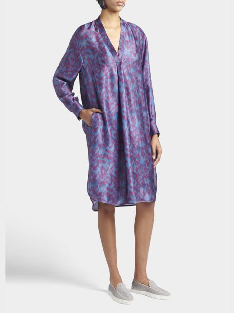 GIORGIO ARMANI Floral-Print Silk Tunic Dress