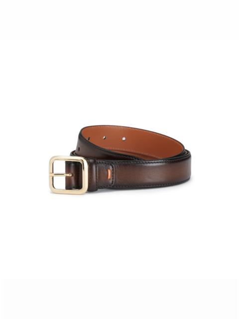 Santoni Dark brown leather adjustable belt