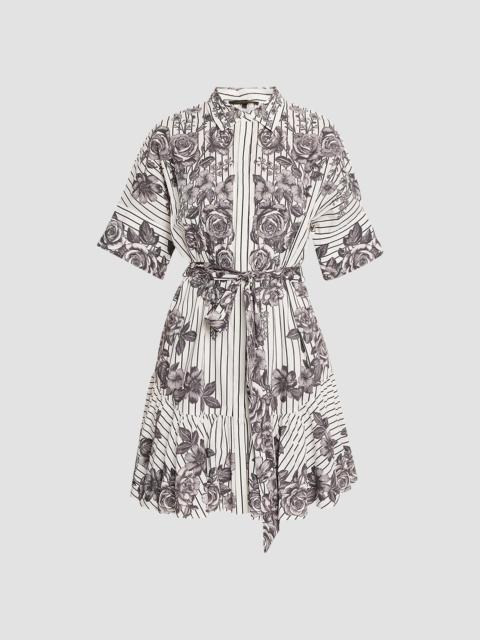 KOBI HALPERIN Women's Hayden Floral Striped Shirtdress - Black White