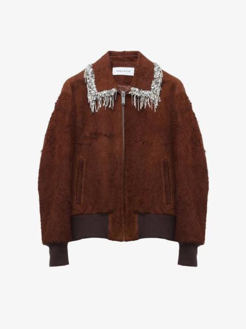 Alexander McQueen Raw Suede Bomber Jacket