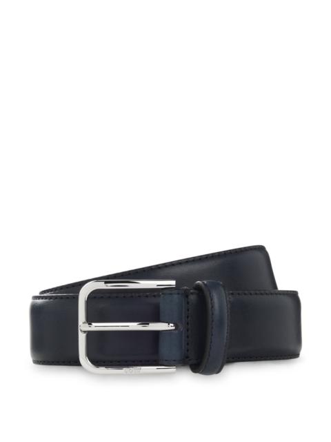 BOSS LEATHER BUSINESS BELT WITH POLISHED SILVER BUCKLE