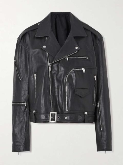 Rick Owens Belted leather biker jacket Black