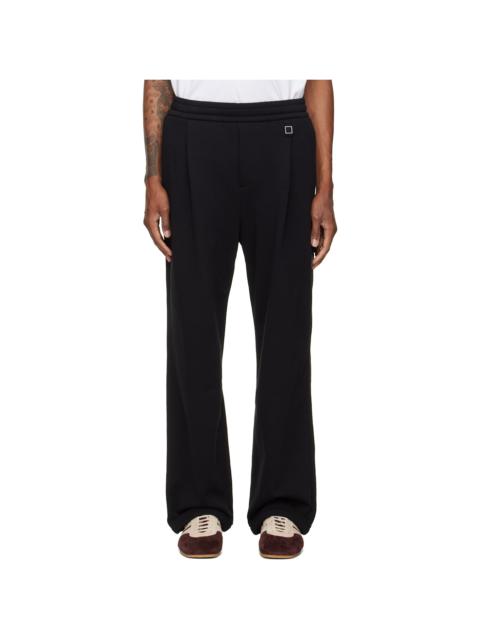 Wooyoungmi Black Cotton Single-Pleat Banding Sweatpants