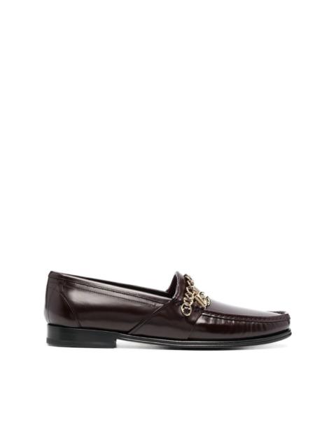 chain-strap leather loafers