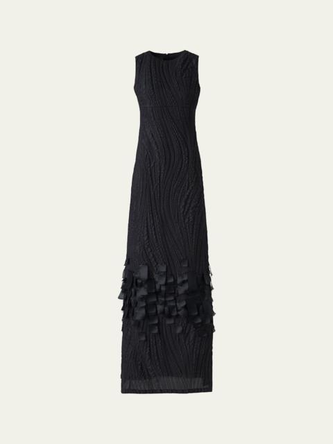 AKRIS Waves And Ribbons Jacquard A-line Slit Gown