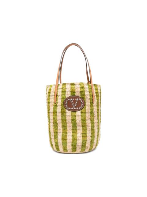 Valentino striped appliqué tote bag
