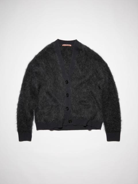 Mohair wool fluffy cardigan - Anthracite grey