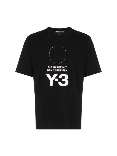 Y-3 Black logo and circle printed cotton t-shirt